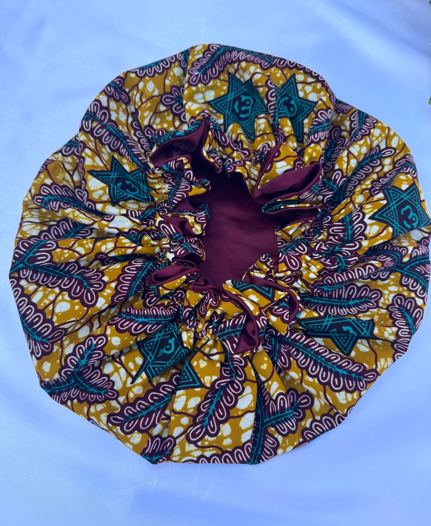 Burgundy & Gold Silk Bonnet