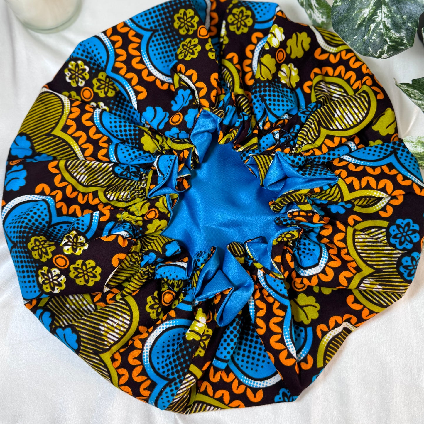 Blue Frills Silk Bonnet