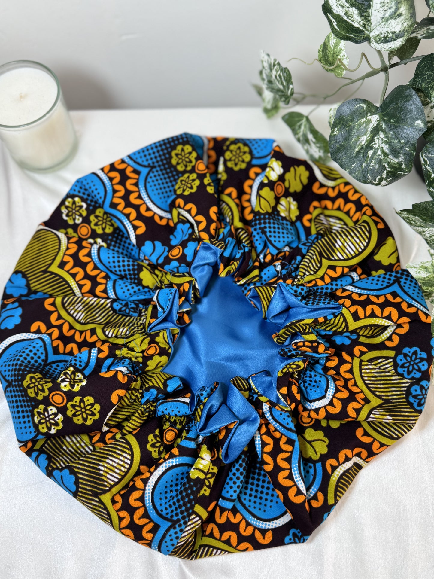 Blue Frills Silk Bonnet