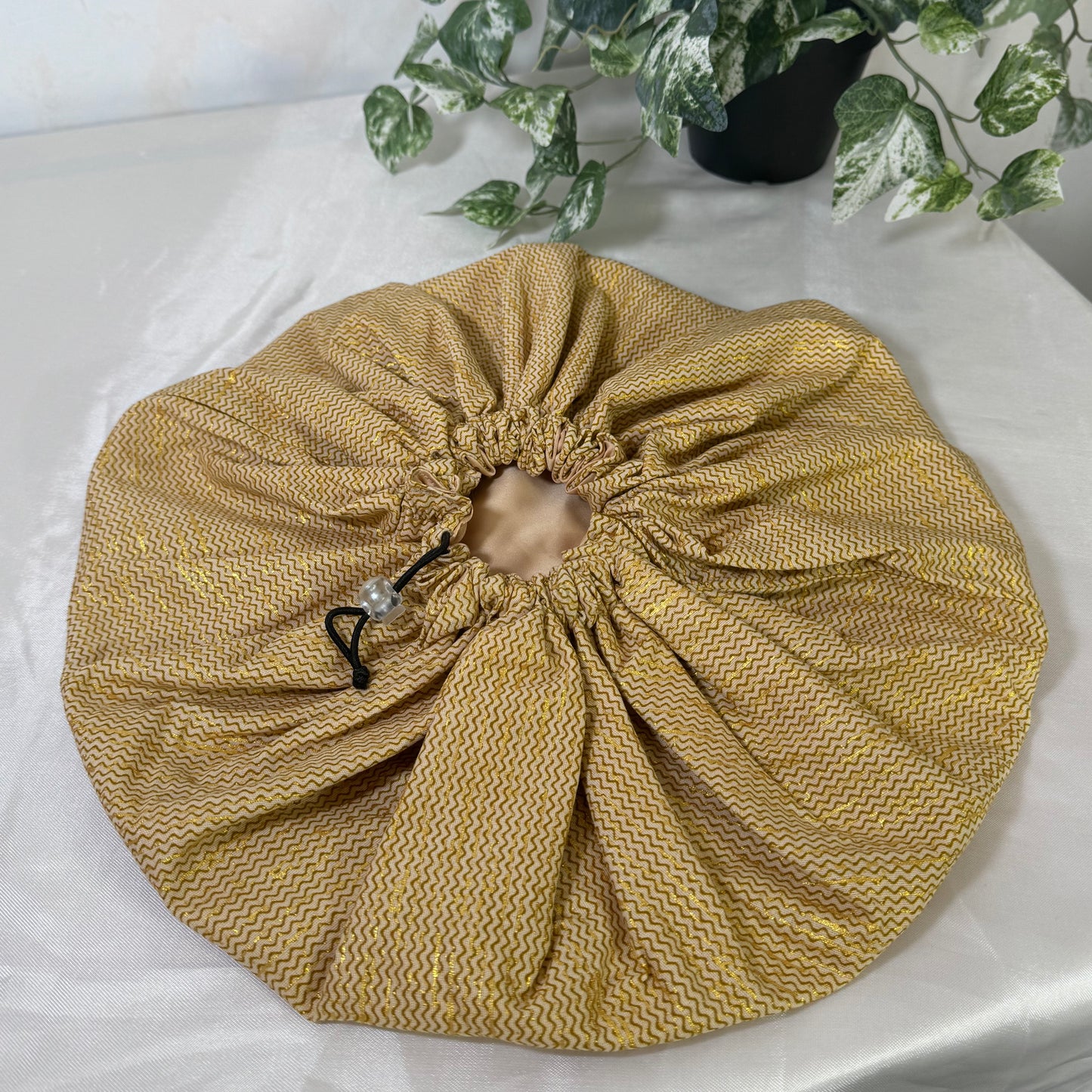 Gold Glitter Adult Adjustable Silk Bonnet