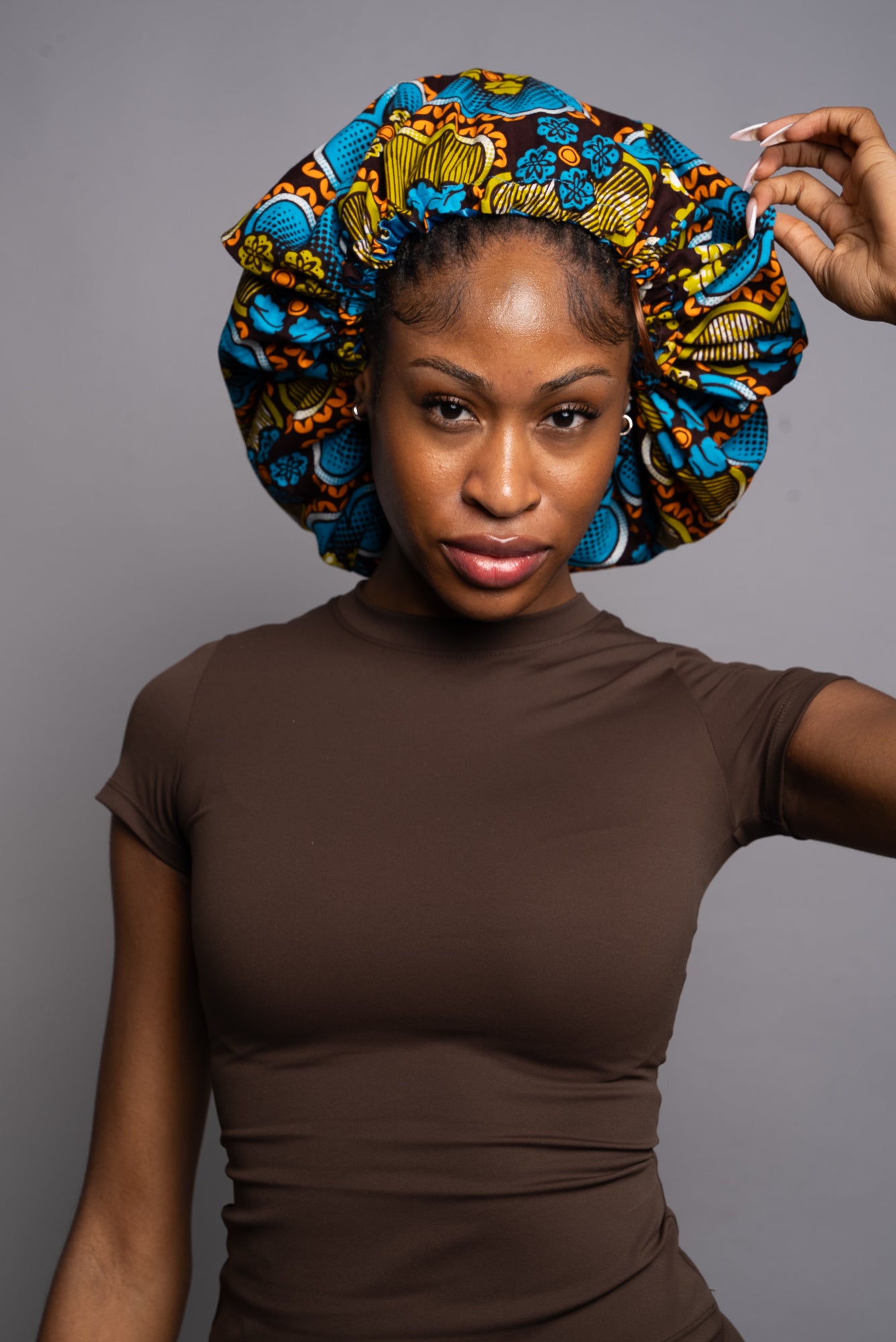 Blue Frills Silk Bonnet
