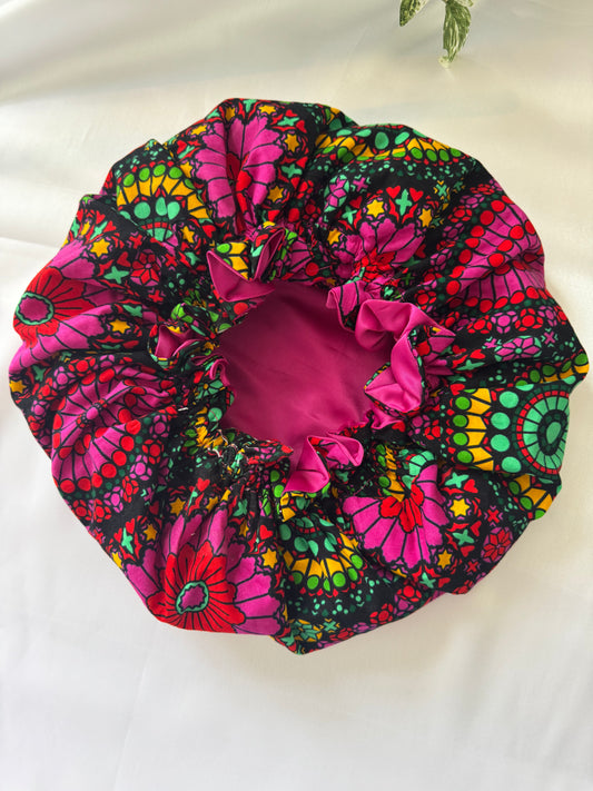 Pink Colourful Silk Bonnet