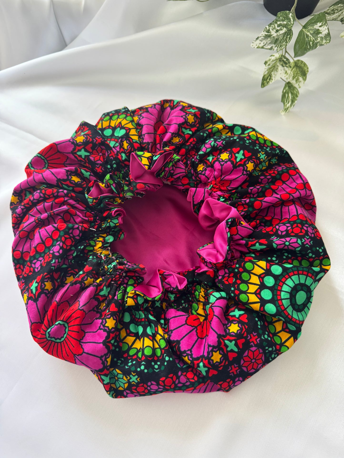 Pink Colourful Silk Bonnet
