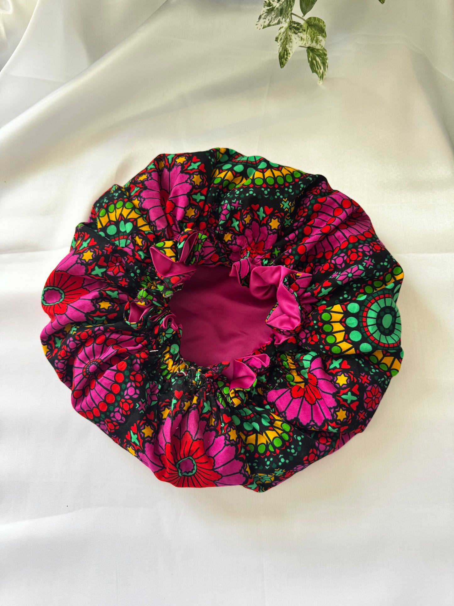 Pink Colourful Silk Bonnet