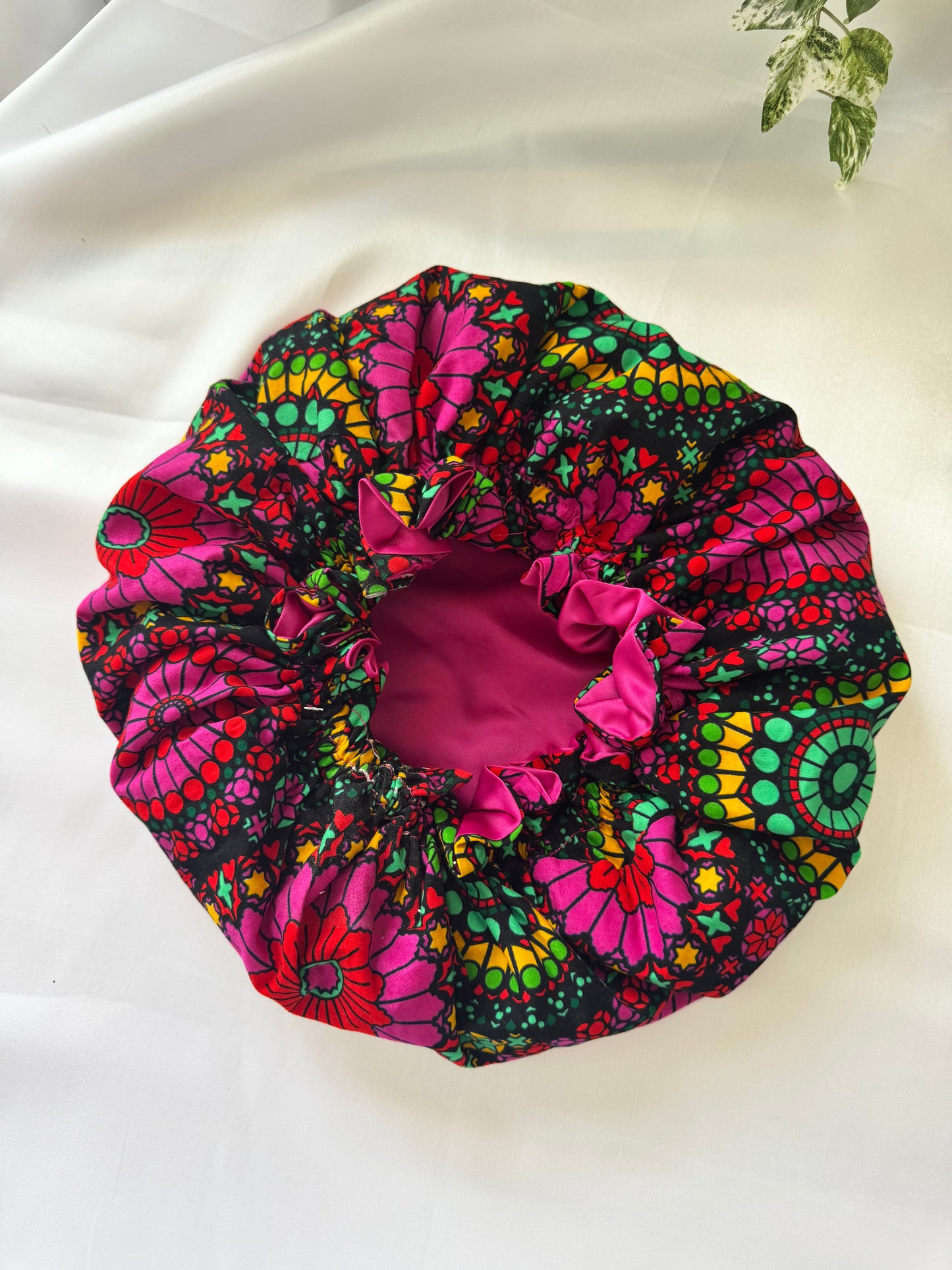 Pink Colourful Silk Bonnet