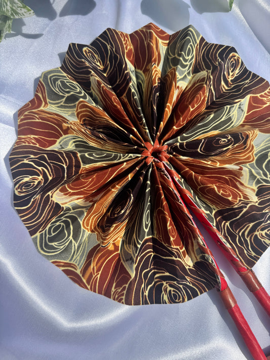 Beige Floral Handmade Fan