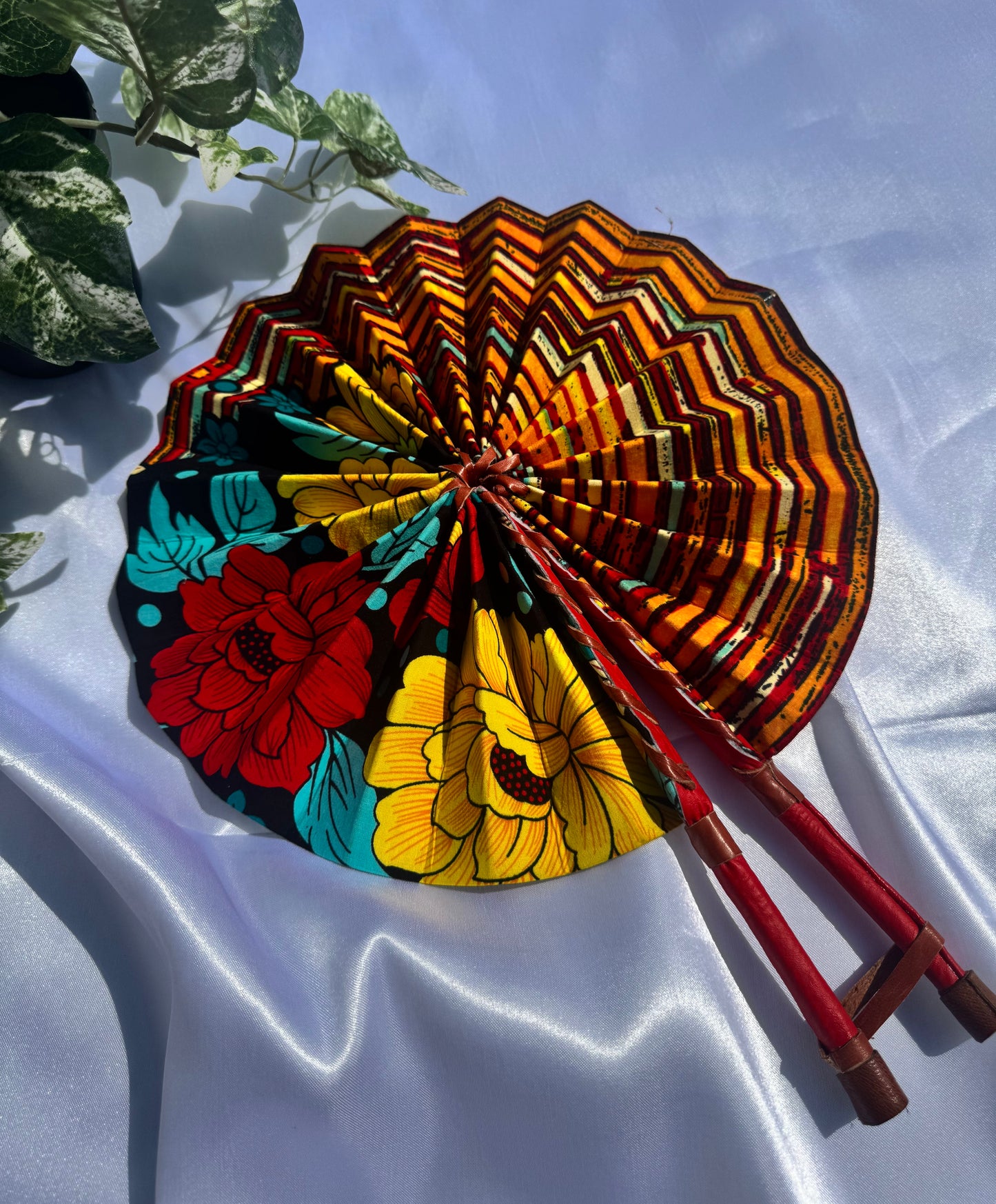 Black Floral Handmade Fan