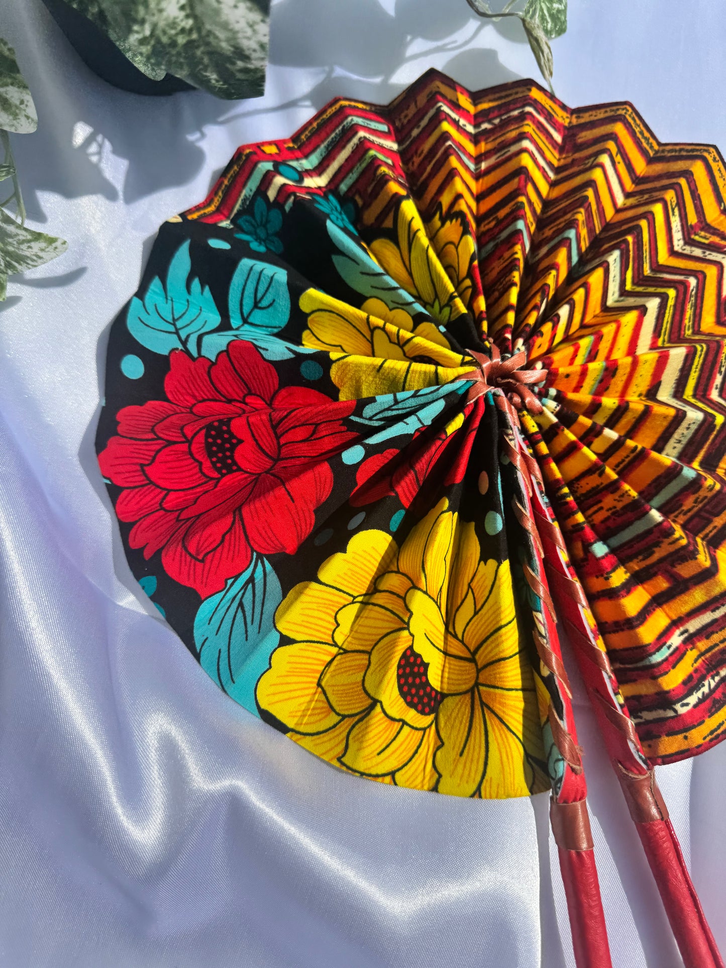 Black Floral Handmade Fan
