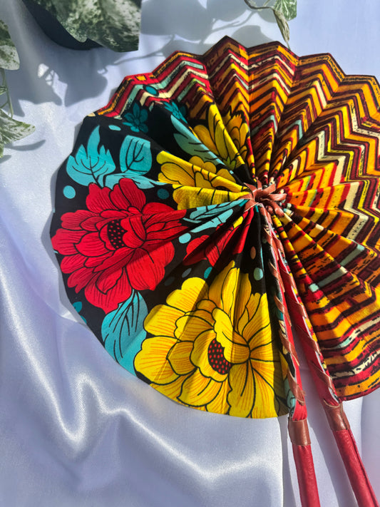 Black Floral Handmade Fan