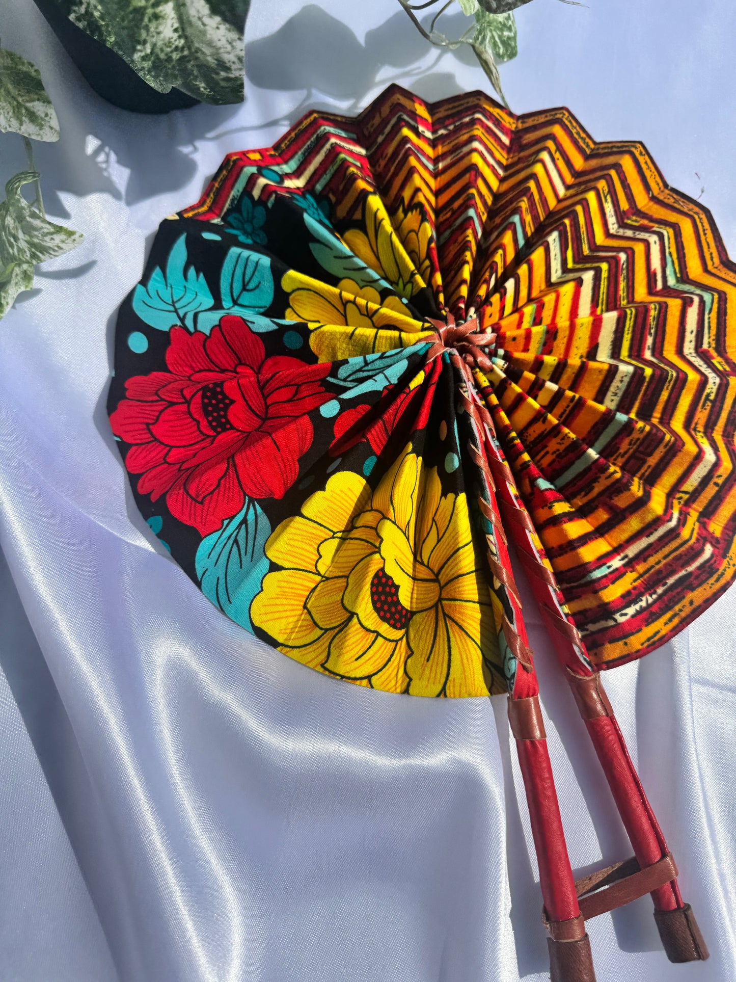 Black Floral Handmade Fan