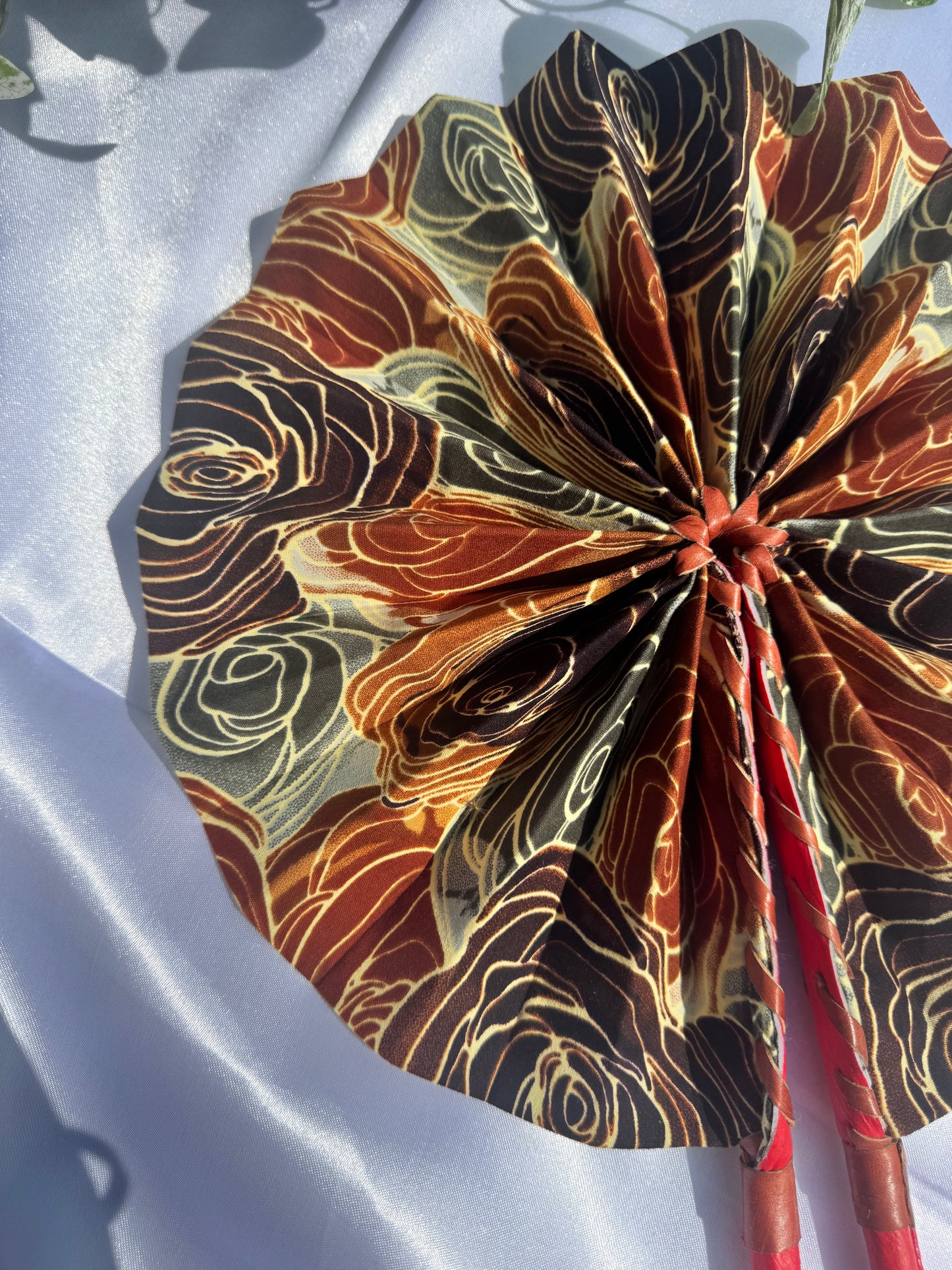 Beige Floral Handmade Fan