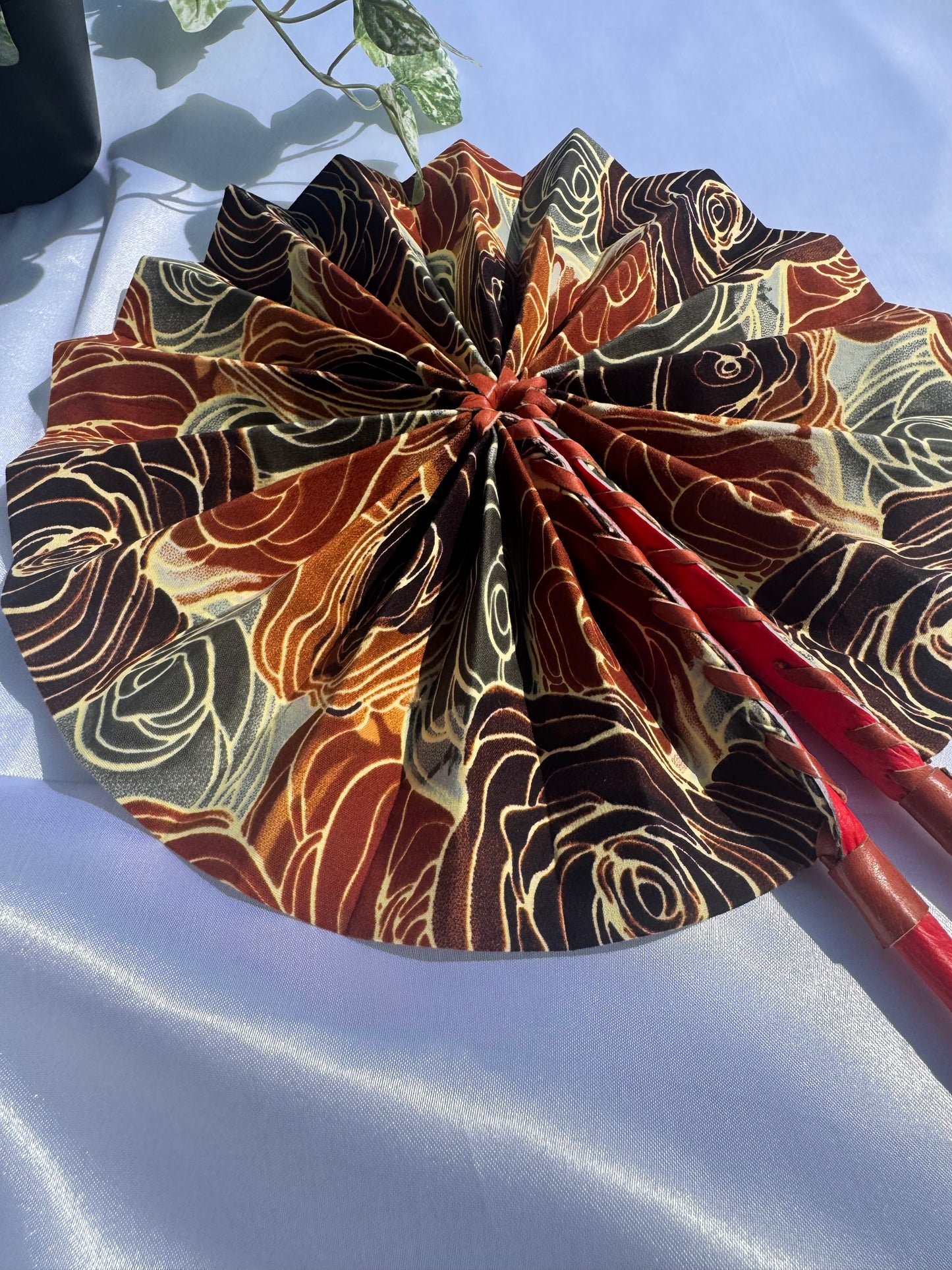 Beige Floral Handmade Fan