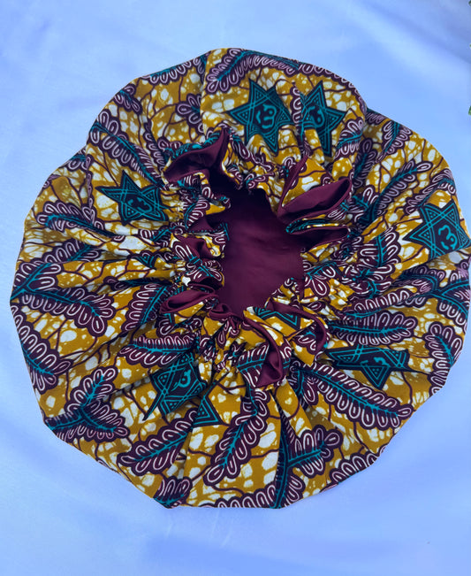 Burgundy & Gold Silk Bonnet
