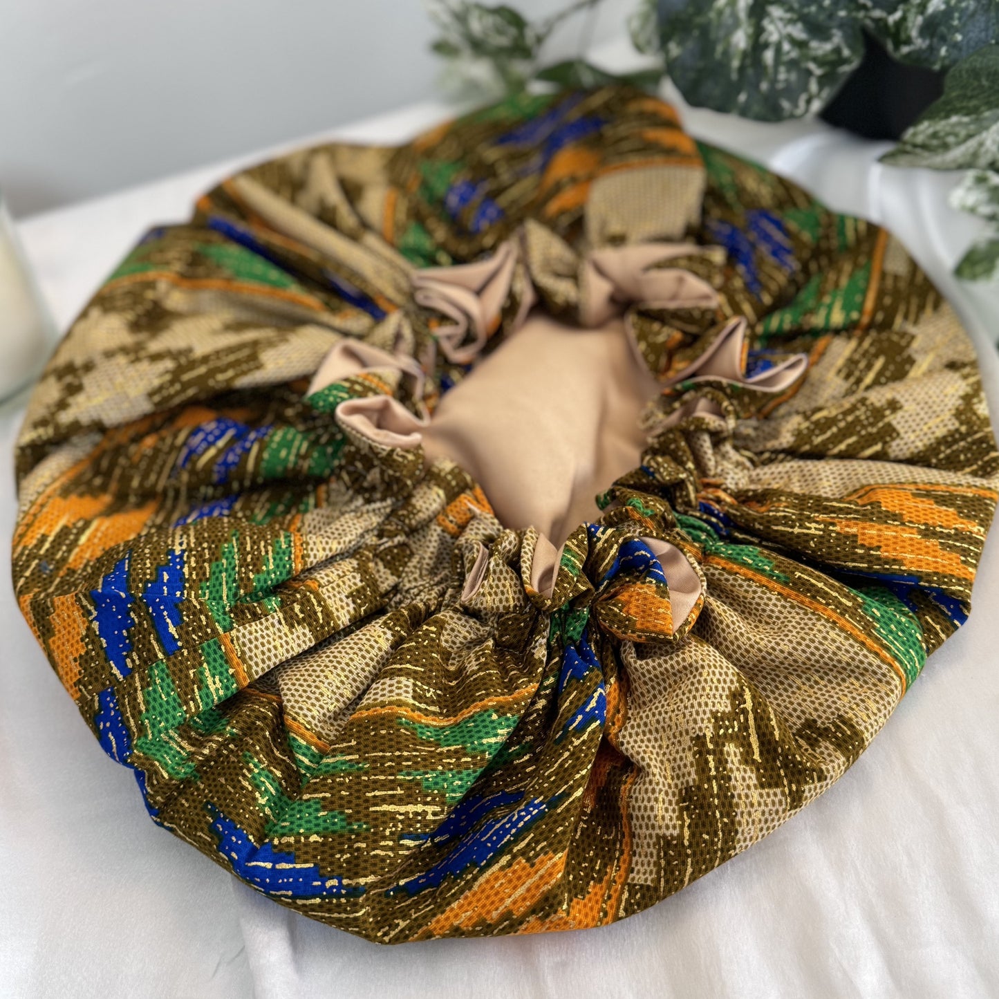 Gold Kente Adult Silk Bonnet