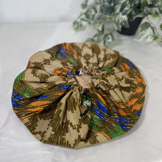 Gold Glitter Kente Child Silk Bonnet