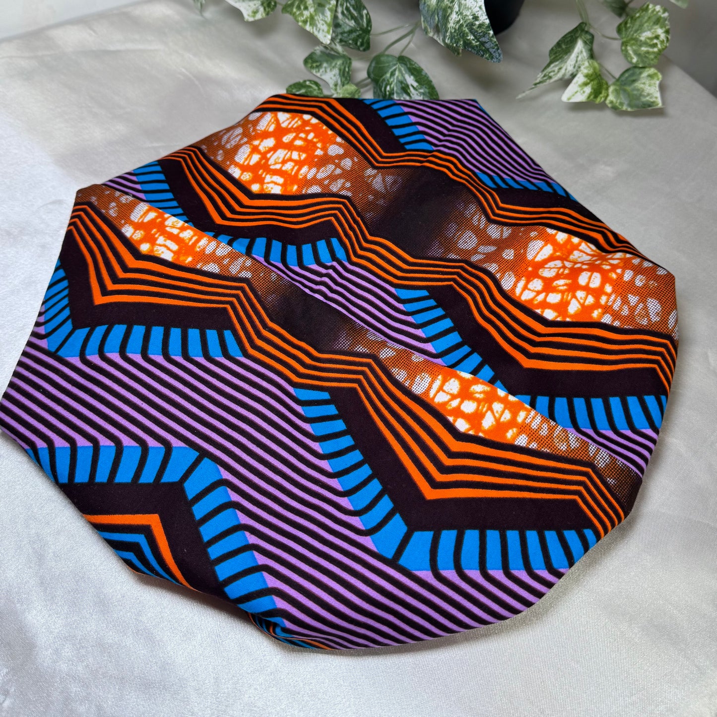 Orange & Purple Adjustable Silk Bonnet