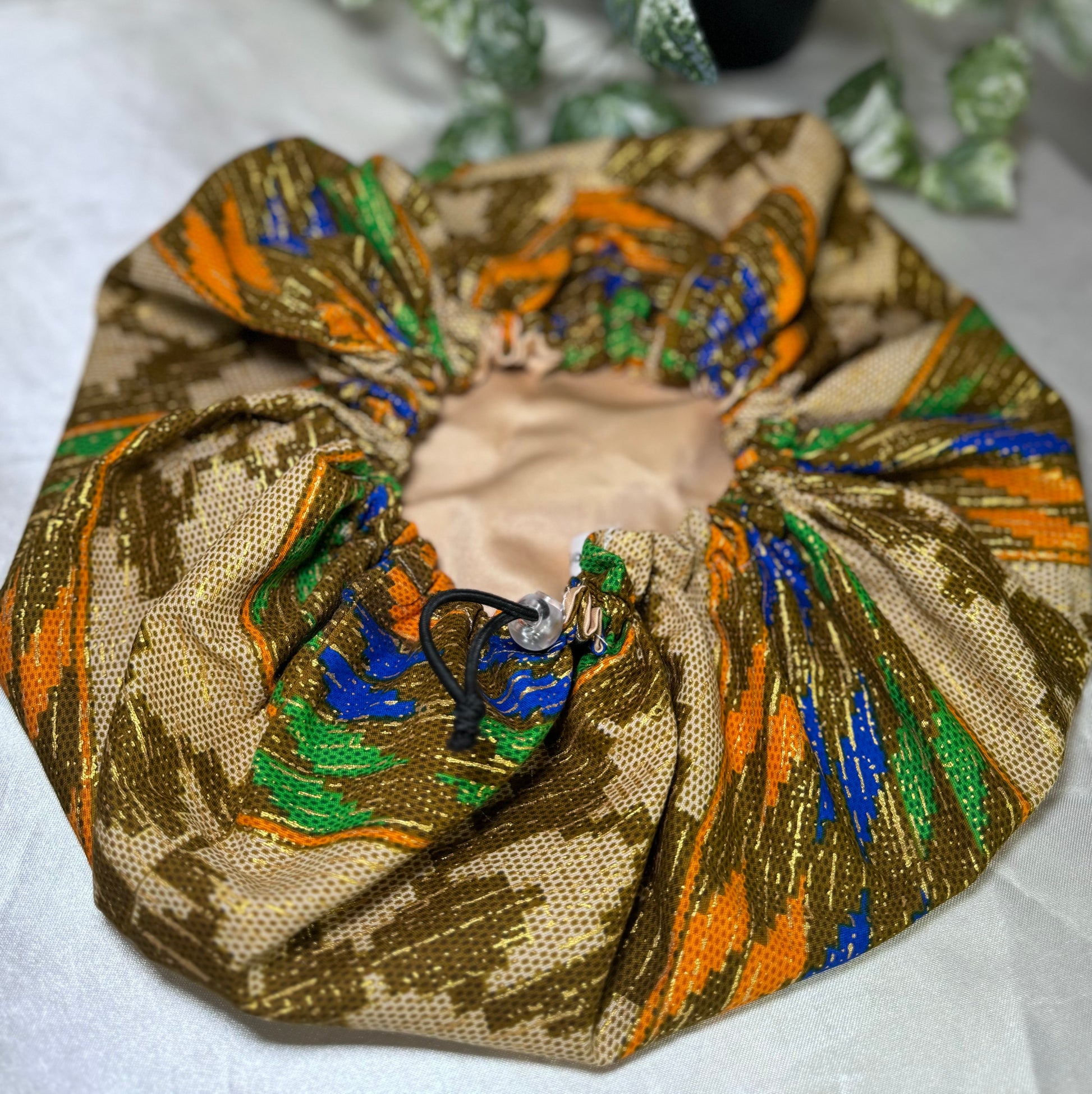 hair bonnet gold front side