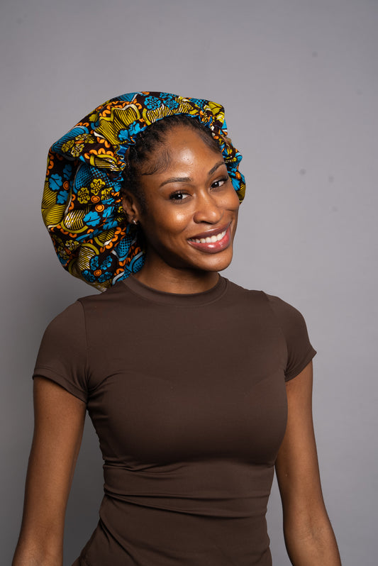 Blue Frills Silk Bonnet